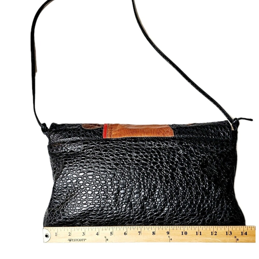 VTG Pinky Crossbody Shoulder Bag Pebble Leather Elephants Tassel Blk 1980s USA! - Picture 13 of 14